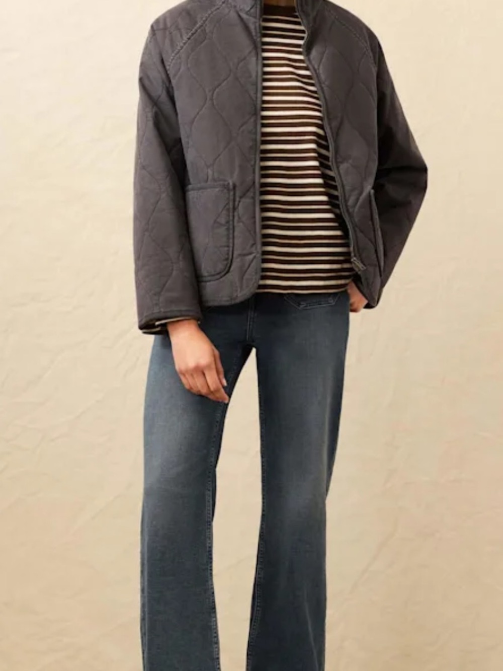 NEW⭐️Faherty Women's Sunwashed Quilted Jacket $298 in charcoal